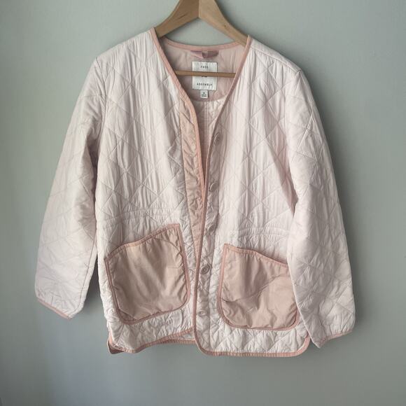 Free Assembly Women's Quilted‎ Cinched Waist Liner Jacket Mauve Chalk Size Med - Picture 5 of 16